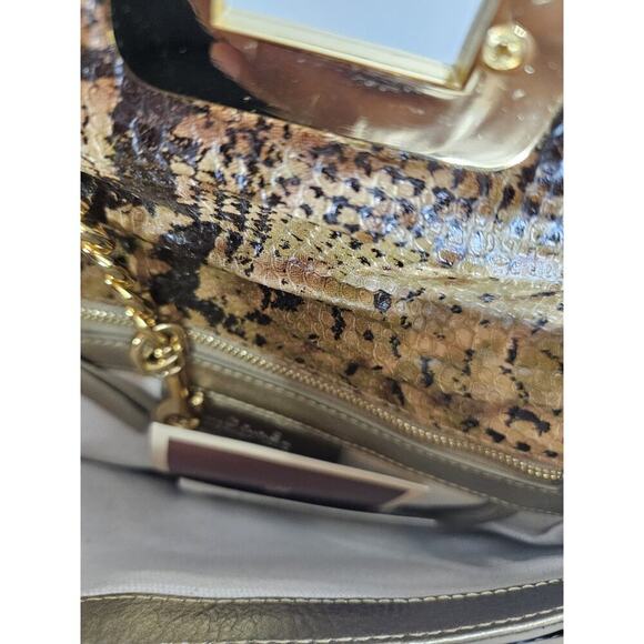 Michael Kors Python Snake Print Handbag Women's Purse Gold Chain - Picture 4 of 6